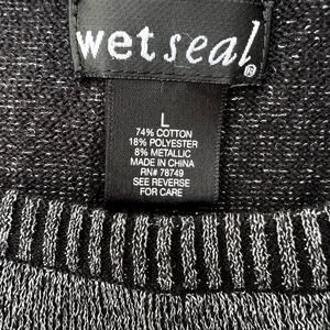 Wet Seal open shoulder women's size L silver black shimmer sweater